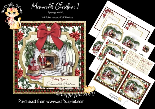 Memorable Christmas 1 5.5 x5.5 Pyramage Card front and Inserts Mini Kit