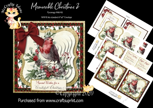Memorable Christmas 2 5.5 x5.5 Pyramage Card front and Inserts Mini Kit