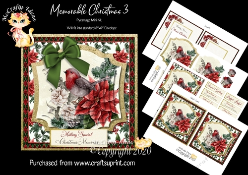 Memorable Christmas 3 5.5 x5.5 Pyramage Card front and Inserts Mini Kit