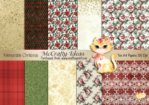 Memorable Christmas 10 x A4  Papers 200Dpi