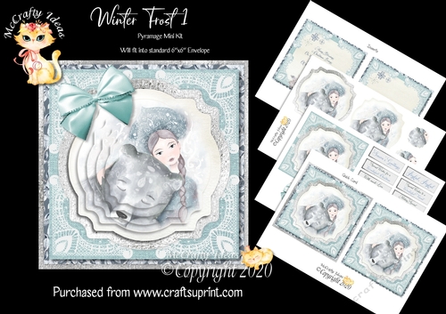 Winter Frost 1 5.5 x5.5 Pyramage Card front and Inserts Mini Kit
