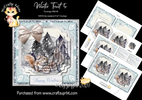 Winter Frost 5 5.5 x5.5 Pyramage Card front and Inserts Mini Kit