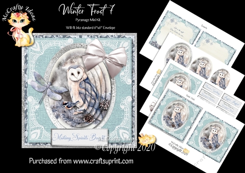 Winter Frost 7 5.5 x5.5 Pyramage Card front and Inserts Mini Kit