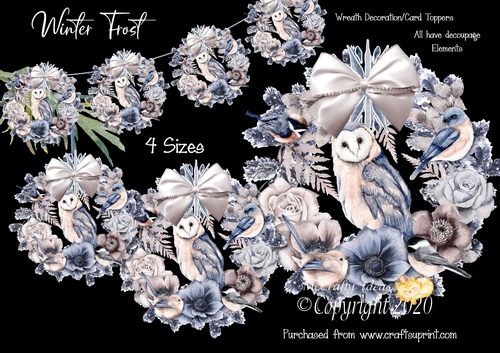 Winter Frost  Wreath Decorations/Card Toppers