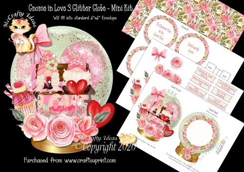 Gnome In Love 3 Glitter Globe Mini Kit