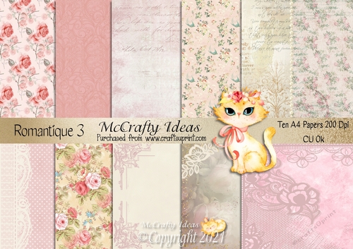 Romantique 3 10 x A4  Papers 200Dpi