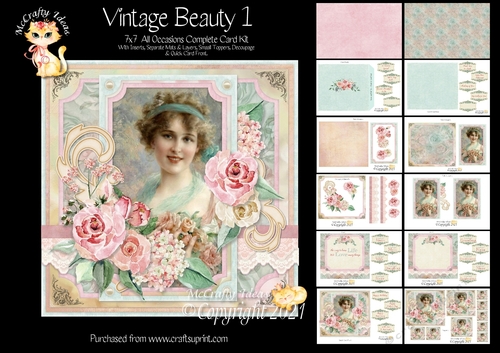 Vintage Beauty 1 - 7x7 Card Front & Insert 