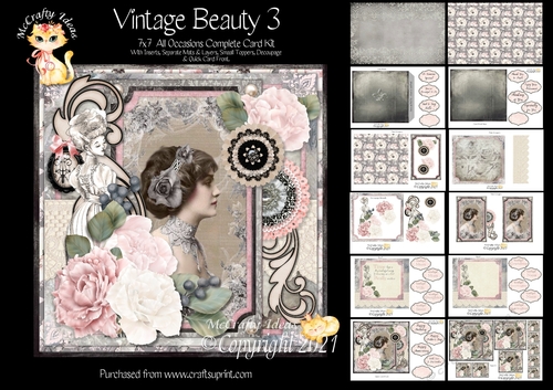 Vintage Beauty 3 - 7x7 Card Front & Insert