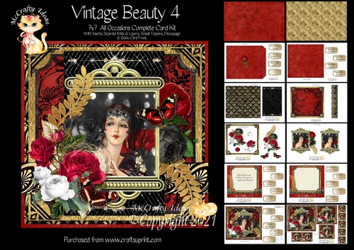 Vintage Beauty 4 - 7x7 Card Front & Insert 