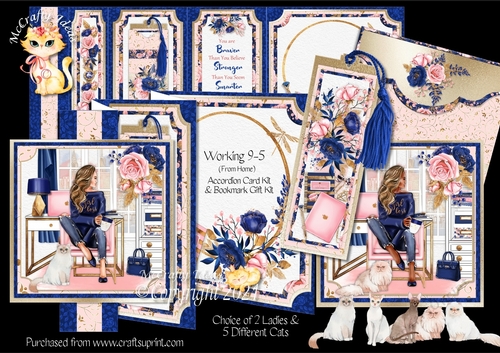 Working 9-5  Accordion Card, Envelope & Bookmark Kit.