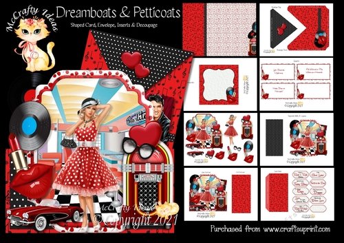 Dreamboats and Petticoats Shaped Card and Envelope Kit.