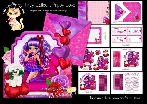 They Call it Puppy Love 1 Shaped Card and Envelope Kit.