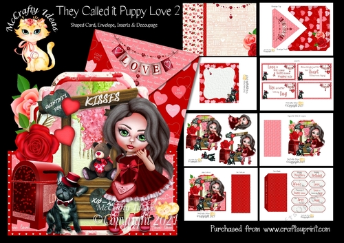 They Call it Puppy Love 2 Shaped Card and Envelope Kit.