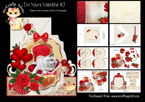 Im Yours Valentine 3 Shaped Card and Envelope Kit.