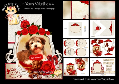 Im Yours Valentine 4 Shaped Card and Envelope Kit.