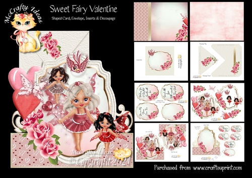 Sweet Fairy Valentine Shaped Card and Envelope Kit.