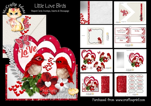 Little Love Birds Shaped Card and Envelope Kit.