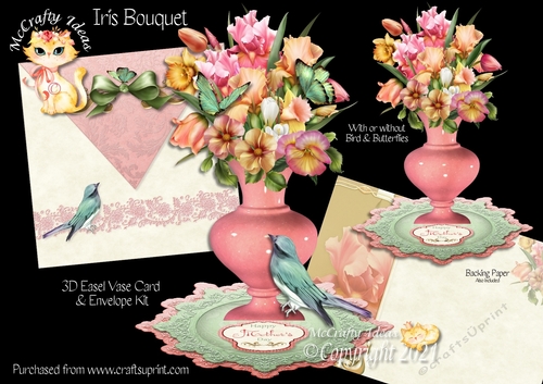Iris Bouquet Easel Vase Card Kit