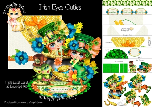 Irish Eyes Cuties  Triple Easel Card Kit