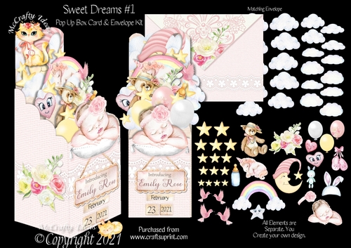 Sweet Dreams #1 Pop Up Box Card & Envelope Kit.