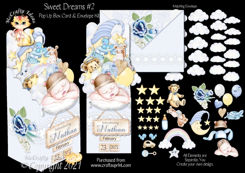 Sweet Dreams #2 Pop Up Box Card & Envelope Kit.