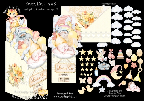 Sweet Dreams #3 Pop Up Box Card & Envelope Kit.