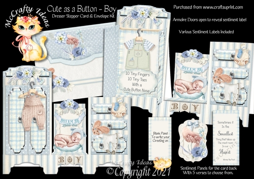 Cute as a Button - Boy Dresser Stepper Card