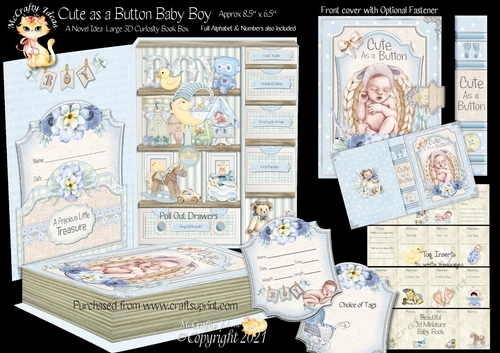 Cute as a Button Baby Boy - Large 3D Curiosity Book Box