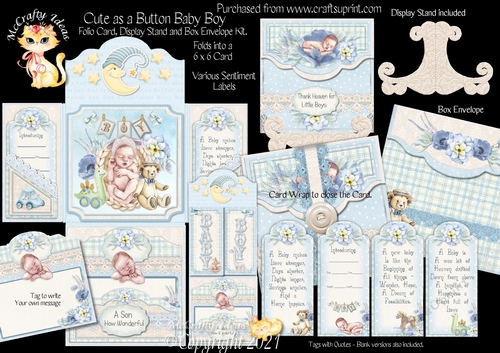 Cute as a Button Baby Boy - Folio Card Kit
