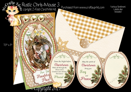 Rustic Chris-Mouse 3 - Upright Z-fold Card Mini Kit