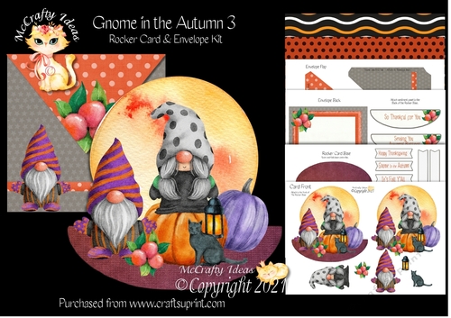 Gnome in the Autumn 3 Rocker Card Mini Kit