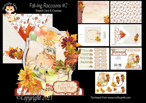 Fall-ing Raccoons #2 Shaped Card and Envelope Kit