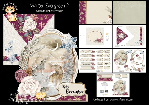 Winter Evergreen 2 Shaped Card and Envelope Kit