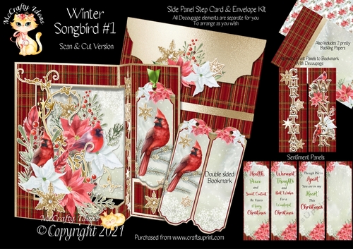 Winter Songbird #1 - Side Panel Step Card & Envelope Kit - SCAN & CUT