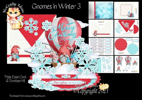 Gnomes in Winter 3 Triple Easel Card Kit
