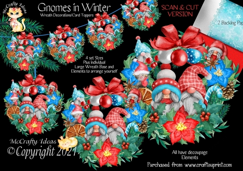Gnomes in Winter Decorative Wreaths Kit - SCAN & CUT