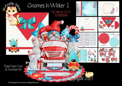 Gnomes in Winter 1 Triple Easel Card Kit - SCAN & CUT