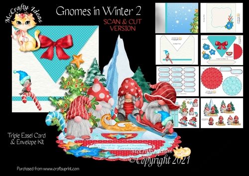 Gnomes in Winter 2 Triple Easel Card Kit - SCAN & CUT