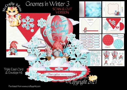 Gnomes in Winter 3 Triple Easel Card Kit - SCAN & CUT