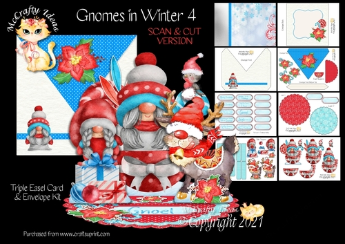 Gnomes in Winter 4 Triple Easel Card Kit - SCAN & CUT