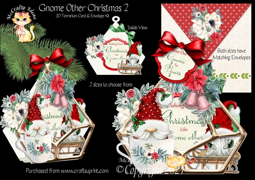 Gnome Other Christmas 2 3d Terrarium Cards & Envelopes Kit