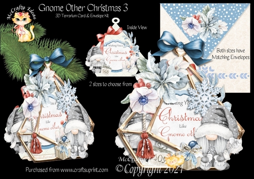 Gnome Other Christmas 3 3d Terrarium Cards & Envelopes Kit