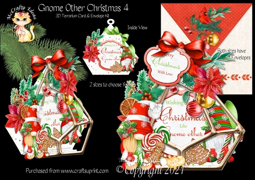 Gnome Other Christmas 4 3d Terrarium Cards & Envelopes Kit