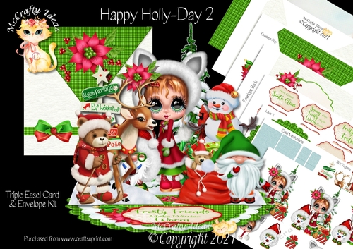 Happy Holly-Day 2 Triple Easel Card Kit