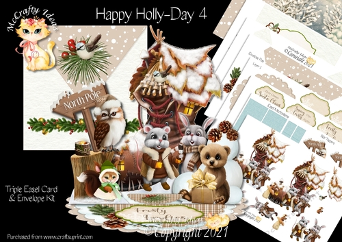 Happy Holly-Day 4 Triple Easel Card Kit