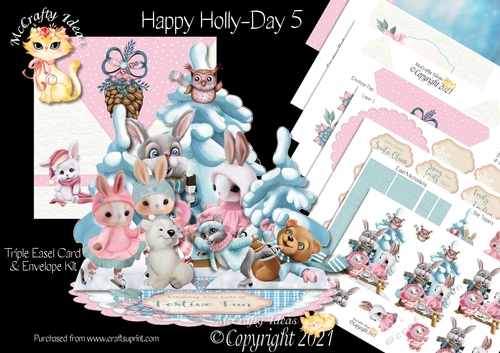 Happy Holly-Day 5 Triple Easel Card Kit