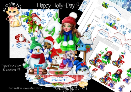 Happy Holly-Day 9 Triple Easel Card Kit