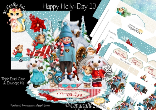 Happy Holly-Day 10 Triple Easel Card Kit