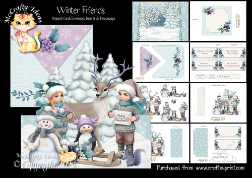 Winter Friends Shaped Card and Envelope Kit.