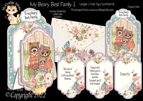 My Beary Best Family 1 - Upright Z-fold Tag Card Mini Kit